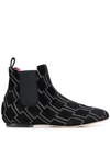 Bams Geometric Pattern Ankle Boots In Black