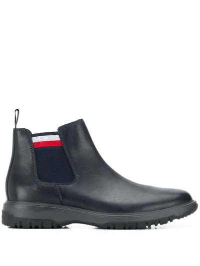 Tommy Hilfiger Side Stripe Boots In Blue