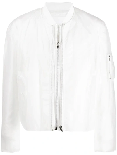 Helmut Lang Zipped Bomber Jacket In White