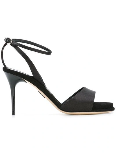 Paul Andrew 'clara' Acetate Heel Satin Strap Sandals