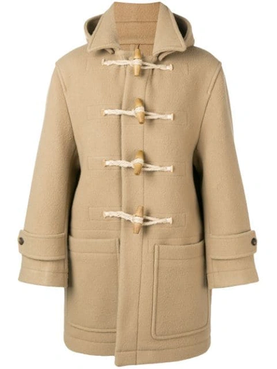 Ami Alexandre Mattiussi Patched Pockets Shearling-trimmed Duffle Coat In Neutrals