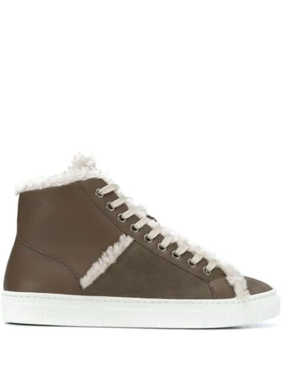 Yves Salomon Shearling Trim High-top Trainers In Grey