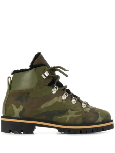 Yves Salomon Camouflage Print Boots In Green