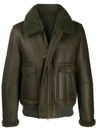 Yves Salomon Fully-lined Zip-up Jacket In Green