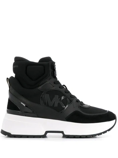 Michael Michael Kors Logo High-top Sneakers In Black