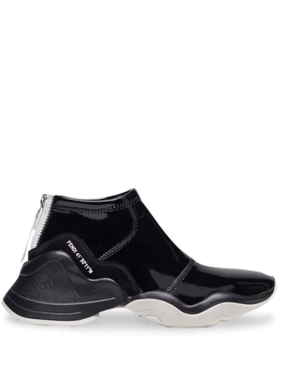 Fendi Technice Mid Top Sneaker In Black,white