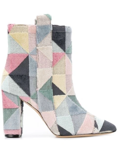 Bams Geometric Pattern Ankle Boots In Black