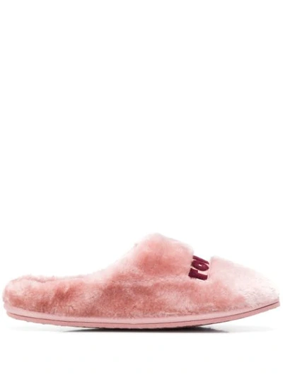 Tommy Hilfiger Embroidered Logo Slippers In Pink