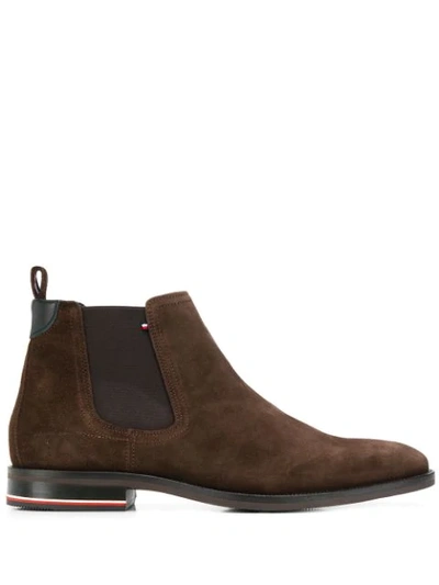 Tommy Hilfiger Elasticated Side Panel Boots In Brown