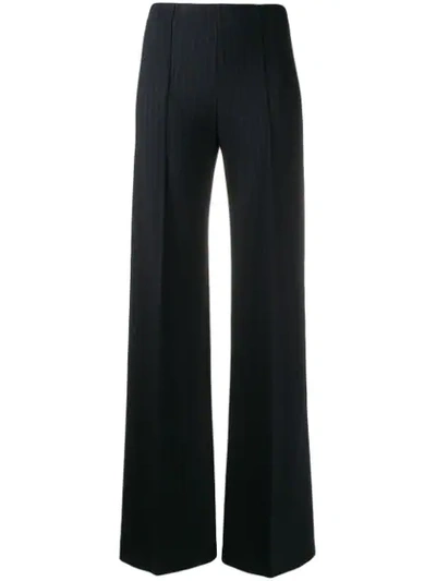 Theory Pinstripe Wide Leg Trousers In Blue