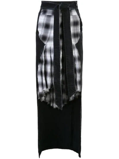 Ben Taverniti Unravel Project Reconstructed Denim Belted Skirt In Black