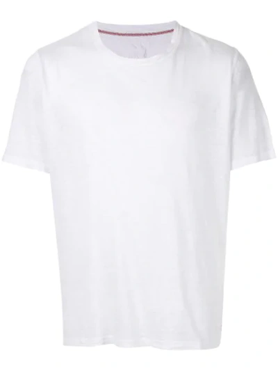 120% Lino T-shirt Mit Rundem Ausschnitt In White