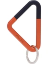 Prada Two-tone Triangle Keyring In Orange