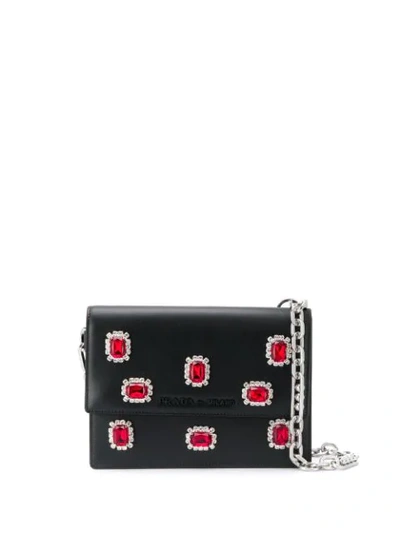 Prada Crystal Embellished Mini Bag In Black