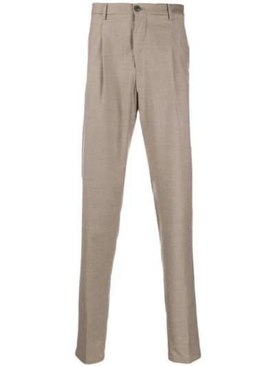 Emporio Armani Slim-fit Tailored Trousers In Brown