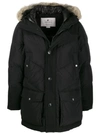 Woolrich Fur-trim Hood Padded Coat In Black