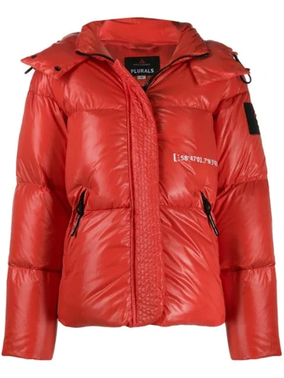 Peuterey Hooded Down Jacket In Red