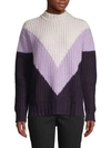 Autumn Cashmere Tri-color Shaker Mockneck Sweater In Purple Combo