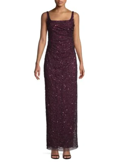 Adrianna Papell Embellished Gown In Night Plum