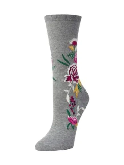 Natori Women's Midnight Garden Crew Socks In Medium Grey