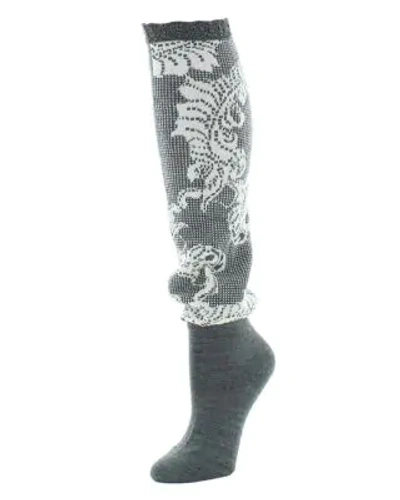 Natori Women's Feathers Lace Knee-high Socks In Dark Grey