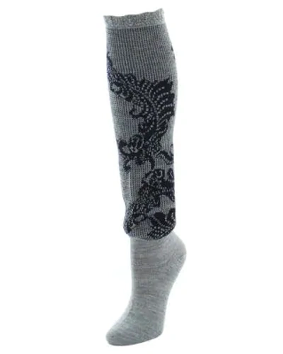 Natori Women's Feathers Lace Knee-high Socks In Medium Grey
