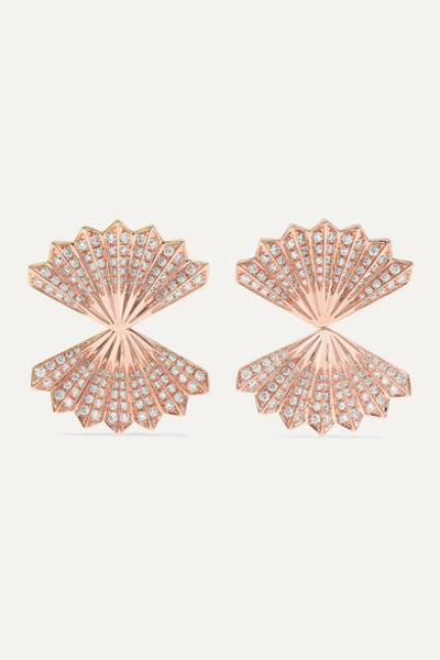Anita Ko Double Fan 18-karat Rose Gold Diamond Earrings