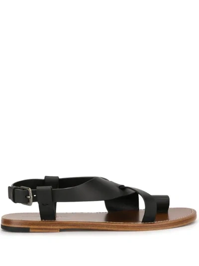 Bottega Veneta Toe Strap Buckle Detail Sandal In Black