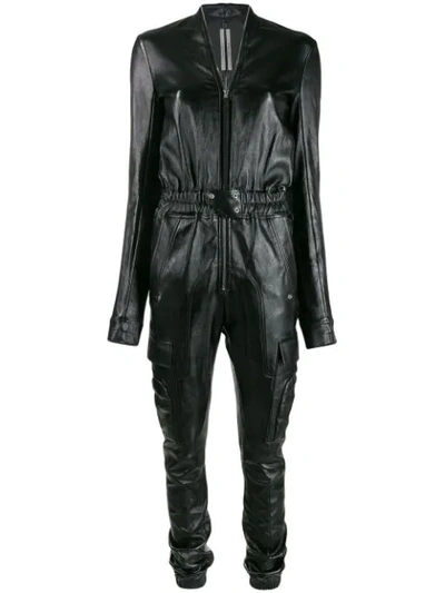 Rick Owens Long-sleeve Fitted Jumpsuit In Black