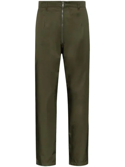 Prada Straight Leg Zip Detail Trousers In Green