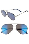 Ferragamo 59mm Aviator Sunglasses In Black Matte/ Dark Ruthenium