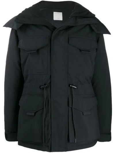 Sandro Hooded Down Parka Coat In Black