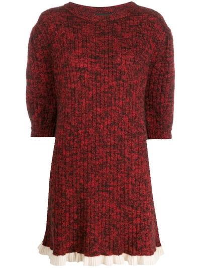 Cashmere In Love Ribbed Petra Sweater Dress In Red