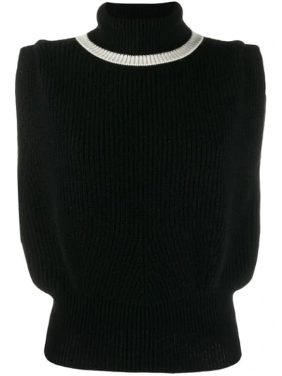 Cashmere In Love Roll-neck Jade Vest In Black