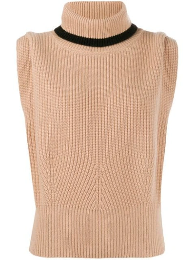 Cashmere In Love Ribbed Roll-neck Jade Vest In Neutrals