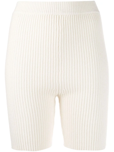 Cashmere In Love Mira Knitted Biker Shorts In White