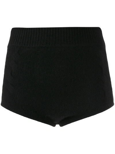 Cashmere In Love Felix Knitted Logo-patch Shorts In Black