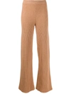 Cashmere In Love Ribbed Flared Cortina Trousers In Neutrals
