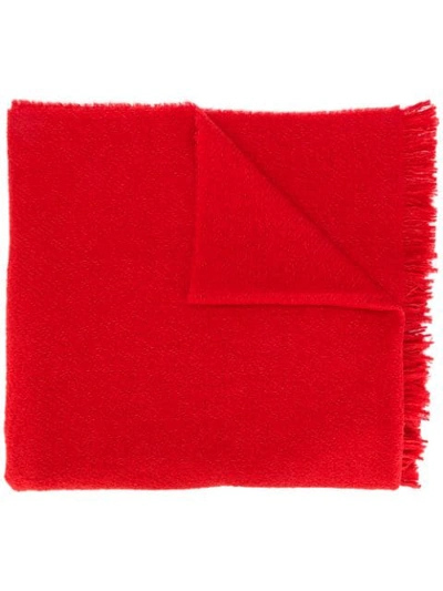 Rick Owens Knitted Fringed Scarf In Red