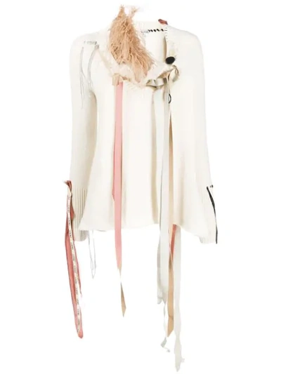 Loewe Feathered Tassel Jumper In Neutrals