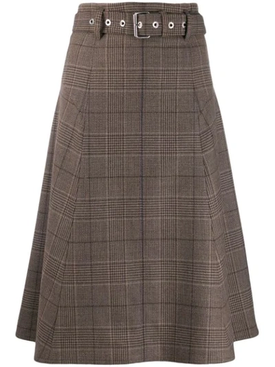 Proenza Schouler Belted Checkered Skirt In Brown
