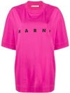 Marni Logo Print Oversized T-shirt In Pink
