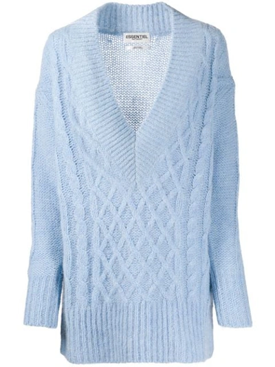 Essentiel Antwerp Cable Knit Jumper In Blue