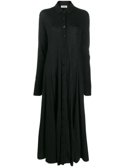 Jil Sander Button-down Maxi Shirt Dress In 001 Black