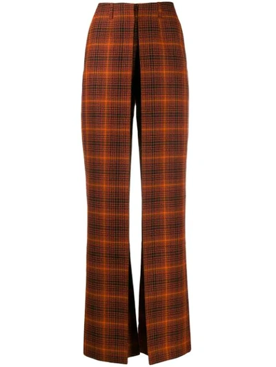 Aalto High Waisted Front Pleat Flares In Orange Check