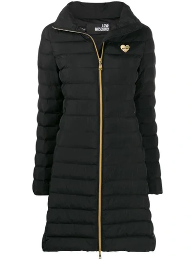 Love Moschino Mid Length Padded Coat In Black
