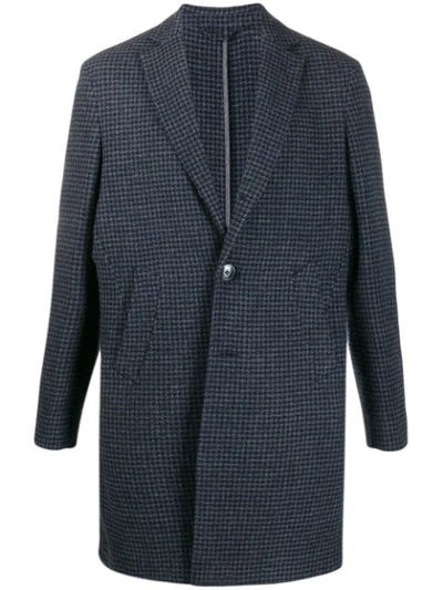 Hackett Houndstooth Single-breasted Coat In Blue