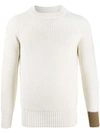 Lc23 Contrast Cuff Knitted Jumper In White