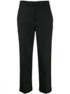 Twinset High Waisted Cropped Trousers In 00006 Nero