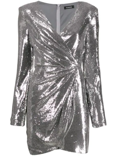 P.a.r.o.s.h Sequin Wrap Mini Dress In 057 Silver